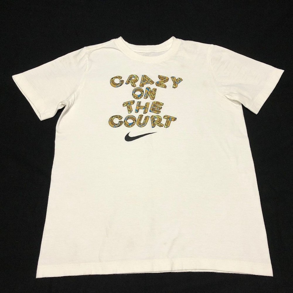 Nike Boys Cotton Tee SS White"CRAZY ON THE COURT" Size XL 13-15 Yrs Youth